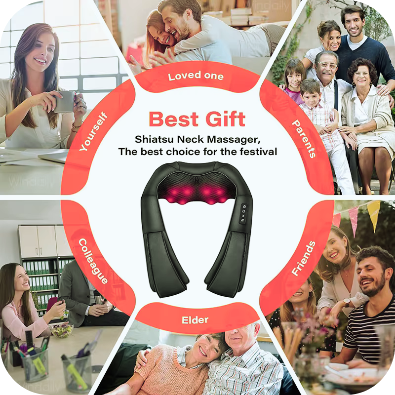 Shiatsu Electric Massager for Neck and Shoulders, for Pain Relief. Back and Body Massager, for Home/Oficce and Car Use